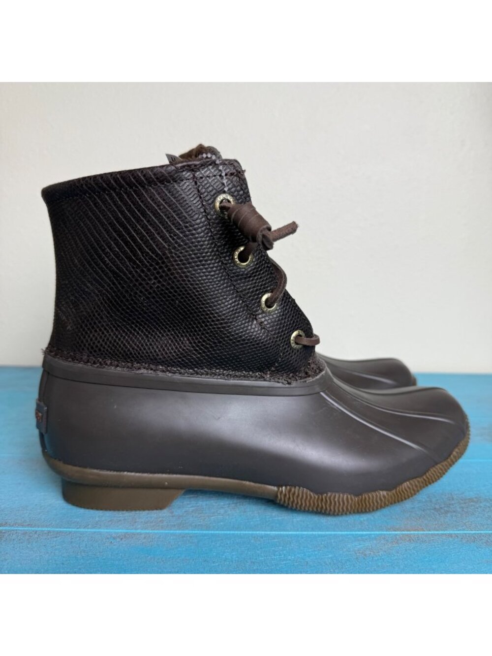 Sperry Saltwater Duck Boots Gray & Black New With Tags Sz 6W